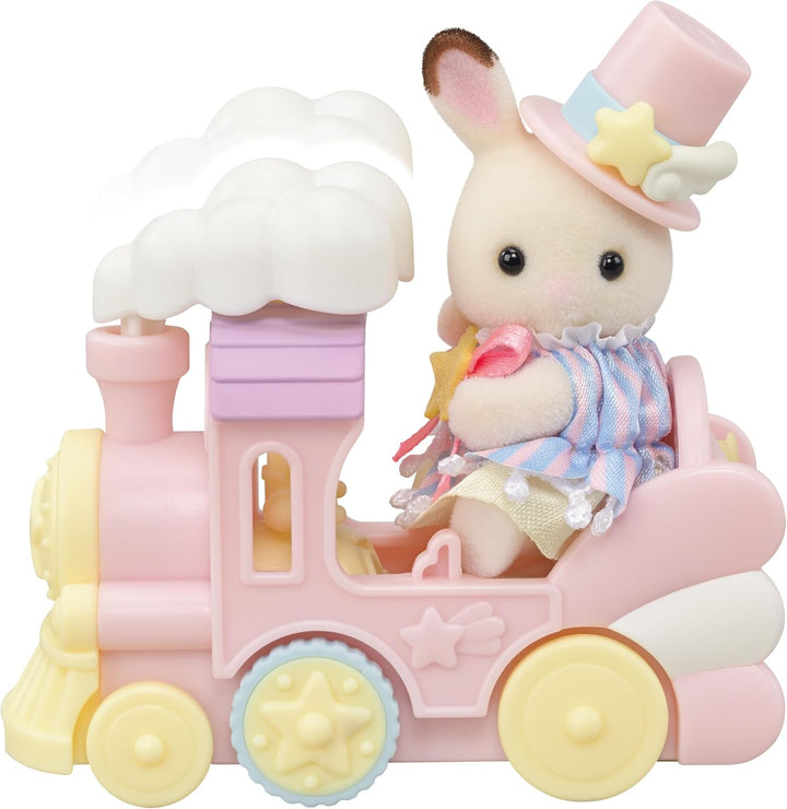 Sylvanian Families - 5819 Freizeitpark Spielset Zugfahrt, samtige Tierfiguren, Schokoladenhase, Pand