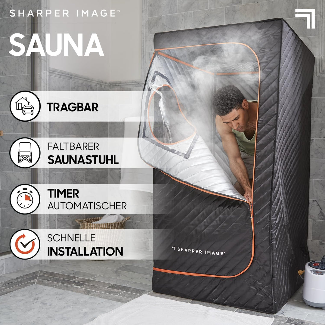 SHARPER IMAGE - Tragbare Sauna - Wellness - Dampfbad - Klappstuhl inklusive - Wärmetherapie - Revita