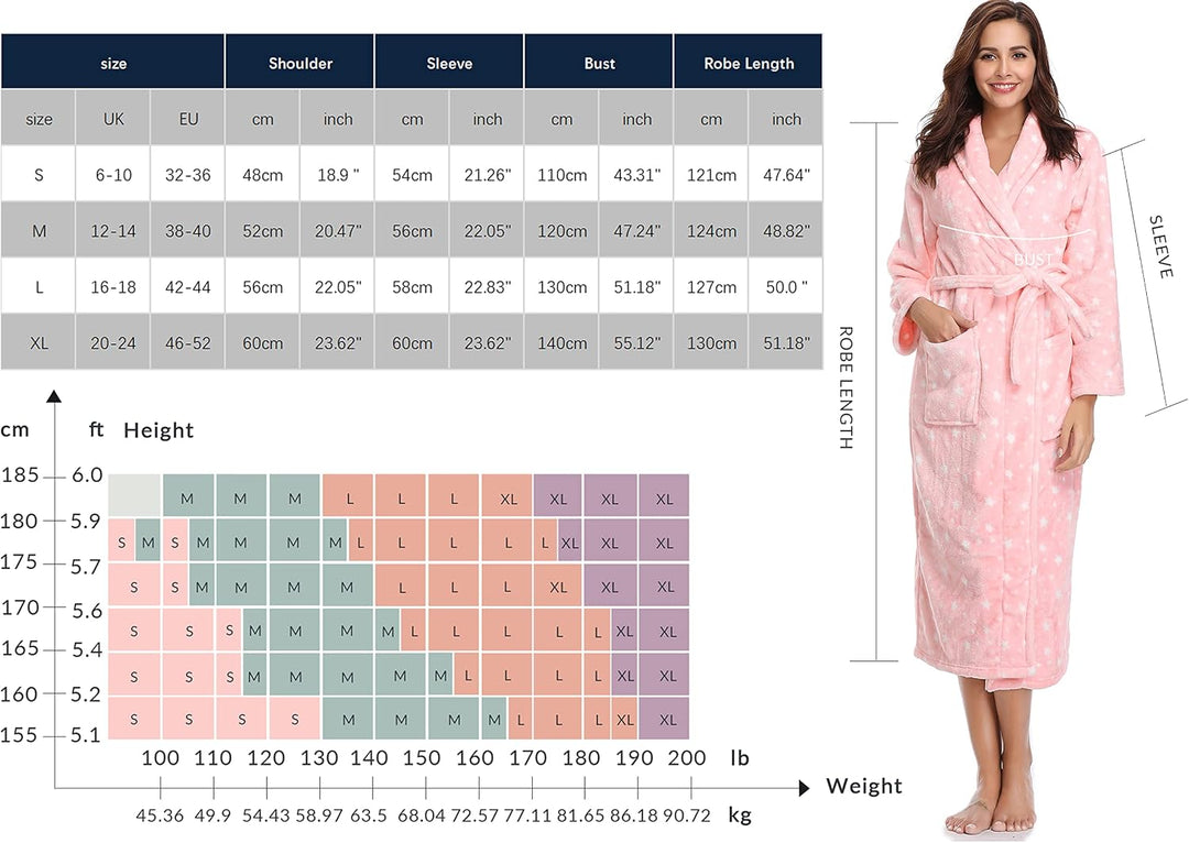 Vlazom Winter Bademantel weicher Flanell Bademantel Damen Saunamantel mit Kapuze Flauschiger Morgenm