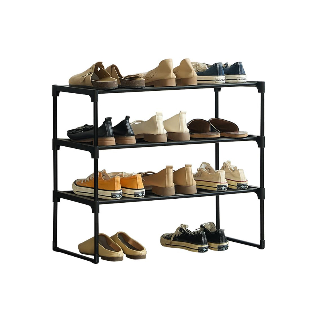 Schuhregale 3 Ebenen, Schuhregal Metall Schwarz, schuhregal schmal, füR Bis Zu 9 Paar Schuhe, Anti-R