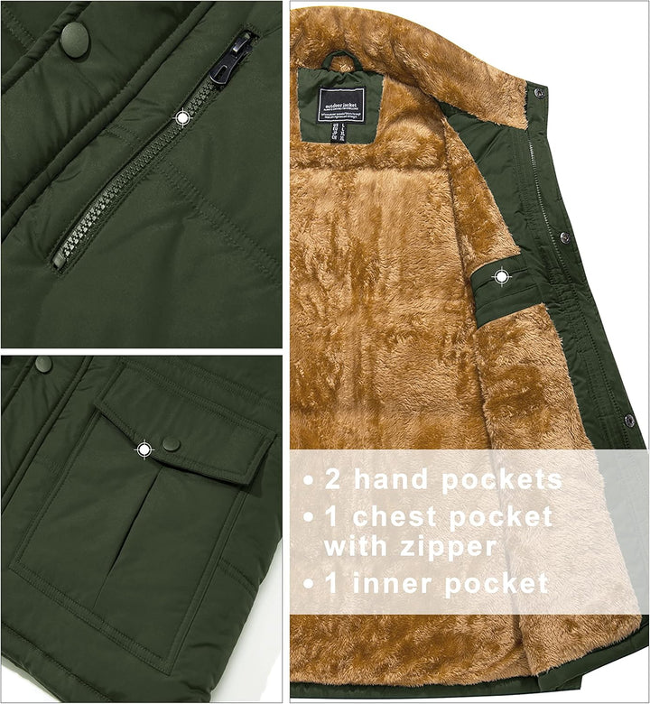 MAGCOMSEN Winterweste Herren Gefüttert Outdoor Weste Warme Fleeceweste Freizeit Ärmellos Jacke Therm