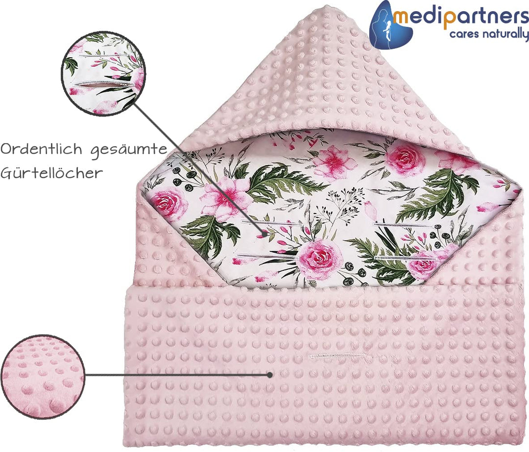 Medi Partners Einschlagdecke Baby Babyschale 100% Baumwolle für Sommer 85x85cm Kinderwagen Kuschelde