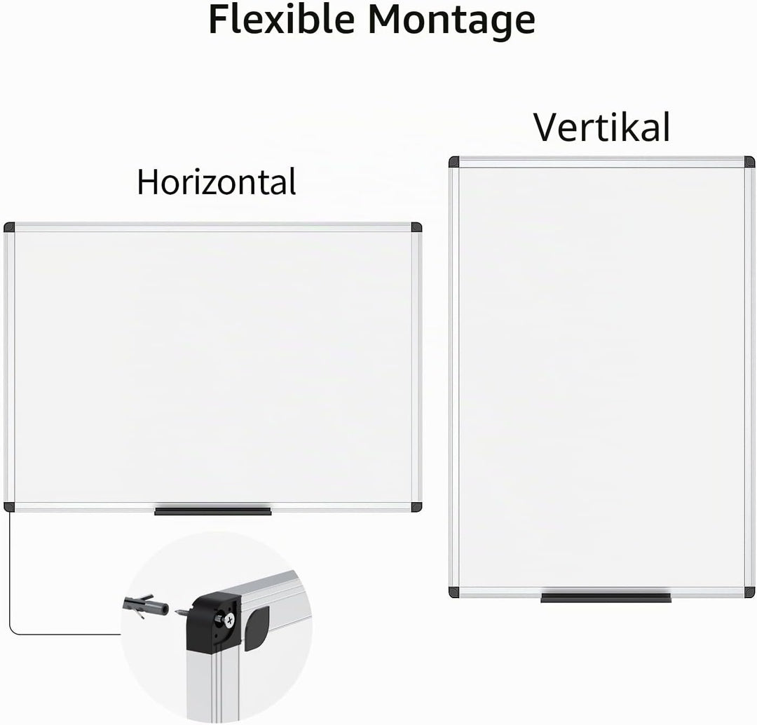 VIZ-PRO Magnetisches Whiteboard 120 x 90 cm Trocken abwischbare Tafel für Zuhause Küche Büro Wandtaf
