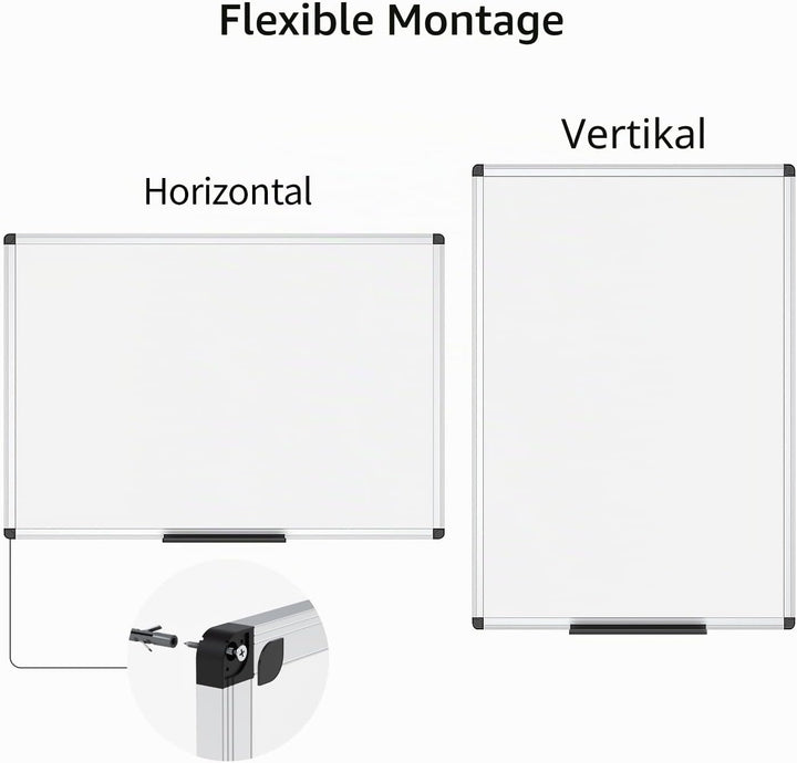 VIZ-PRO Magnetisches Whiteboard 120 x 90 cm Trocken abwischbare Tafel für Zuhause Küche Büro Wandtaf