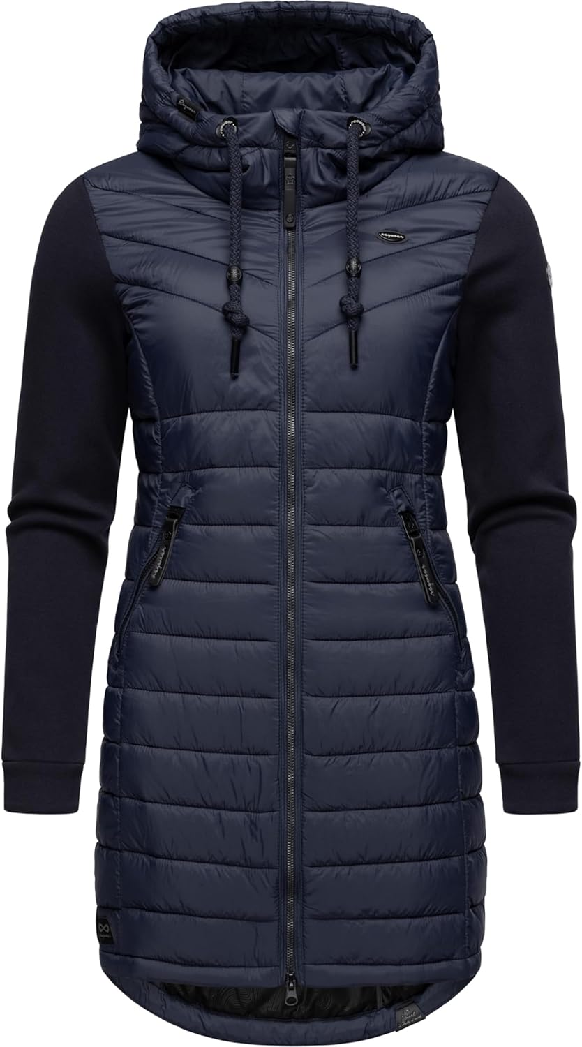 Ragwear Damen Übergangsjacke leichte Jacke lang mit Kapuze Lucinda Long II Intl XS-6XL 3XL Navy24, 3