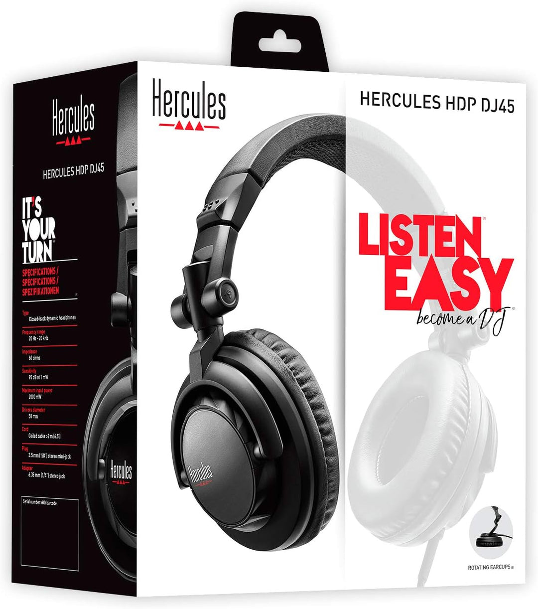 Hercules HDP DJ45 - Geschlossene DJ-Kopfhörer., Hercules HDP DJ45