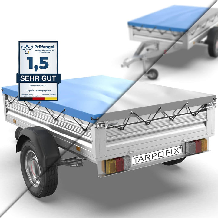 Tarpofix® Anhängerplane Flachplane 2075x1140x100 mm inkl. Planenseil - ECHTES PVC PLANENMATERIAL - E