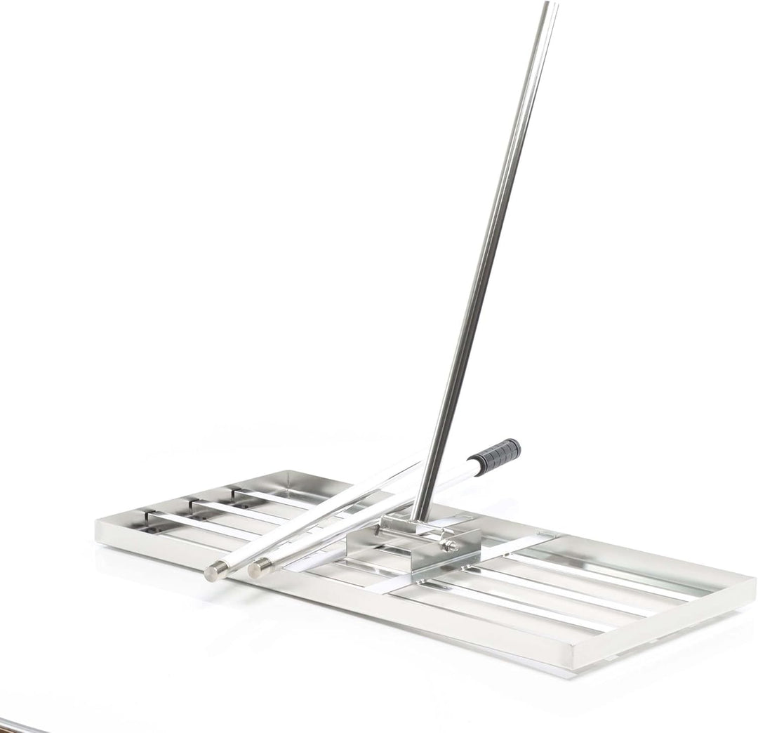 Wiltec Edelstahl Rasenrakel mit Stiel Grösse XL, Flächenebner 26 x 100 x 2,8 cm Unebenheiten im Rase