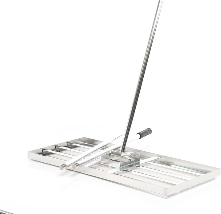Wiltec Edelstahl Rasenrakel mit Stiel Grösse XL, Flächenebner 26 x 100 x 2,8 cm Unebenheiten im Rase