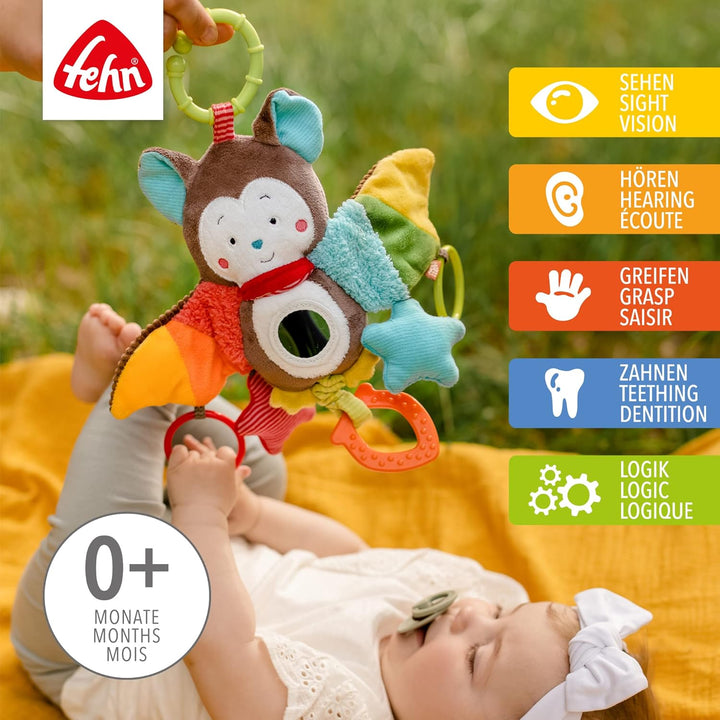 Fehn Motorikwürfel Funky Friends - Motorikspielzeug Baby Aktivitätswürfel &amp; Activity-Spieltier Flede