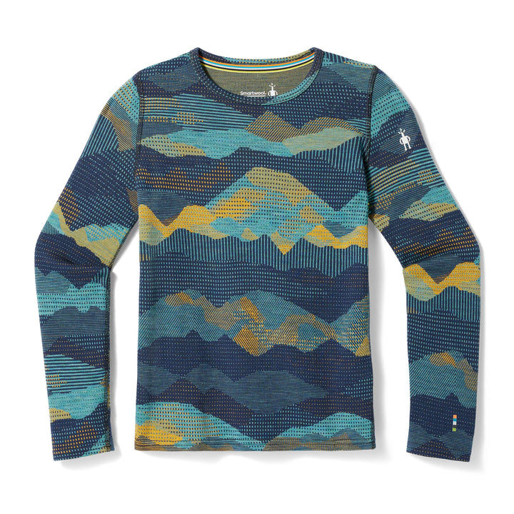 Smartwool Kinder Langarmshirt Crew XL Blueberry Mtn Scape, XL Blueberry Mtn Scape