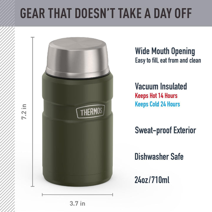 Thermos Vakuumisolierte Lebensmitteldose, Edelstahl, 680 ml, Armeegrün Grün (Army Green), Grün (Army