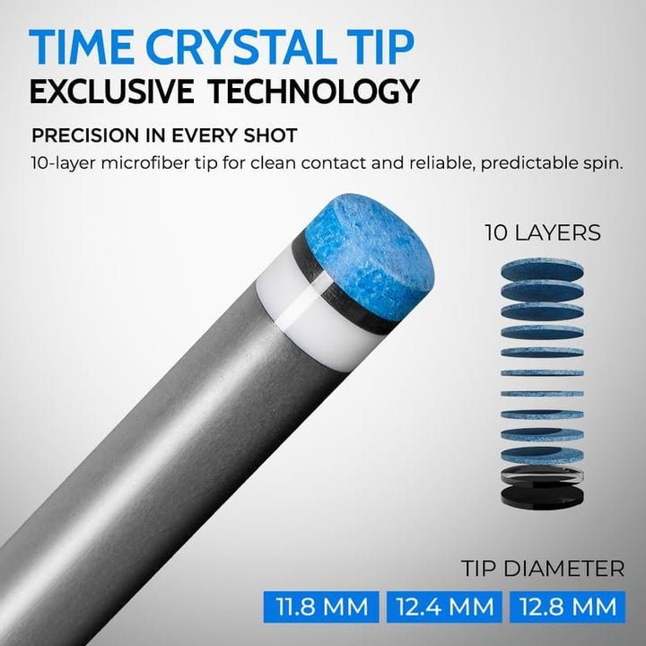 RHINO Nebula 2 Billardqueue – Premium-Kohlefaser-Schaft &amp; Verbundkolben Time Crystal Tip Pro Taper D