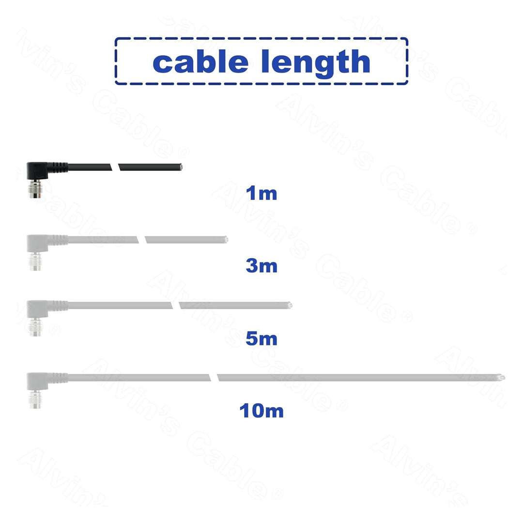 Alvin's Cables Hirose 6 Pin HRS HR10A-7P-6S Rechter Winkel zum offenen Stromkabel für Basler 1M 1M C
