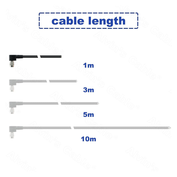 Alvin's Cables Hirose 6 Pin HRS HR10A-7P-6S Rechter Winkel zum offenen Stromkabel für Basler 1M 1M C