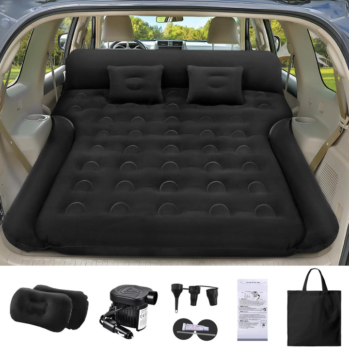 Auto Matratze, SUV Auto Luftmatratze mit Luftpumpe, 2 Kissen, Verdickte Beflockung Aufblasbare Auto