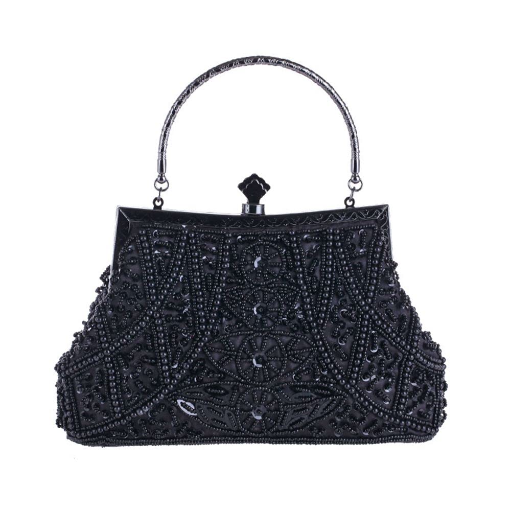 LUMoony 1Pcs Ausgefallene Antik Perlen Pailletten Abend Handtasche Damen Hochzeit Prom Bag Bridal Da