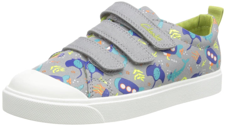 Clarks Jungen City Vibe K Sneaker 29.5 EU Weit Grey Combi, 29.5 EU Weit Grey Combi