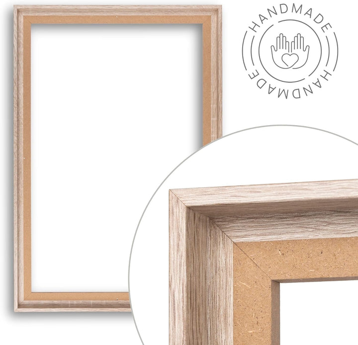 'N°35' Schattenfugenrahmen für 10x20 cm Keilrahmen | Eiche Sonoma | MDF-Holz Bilderrahmen für Keilra