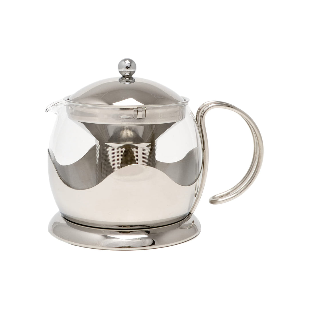 La Cafetière Teekanne aus Glas, lose Blätter, mit Teesieb, 1 l, silberfarben, Silber