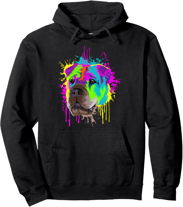 Splash Art Shar Pei Hundehalter Geschenkidee Hunde Pullover Hoodie