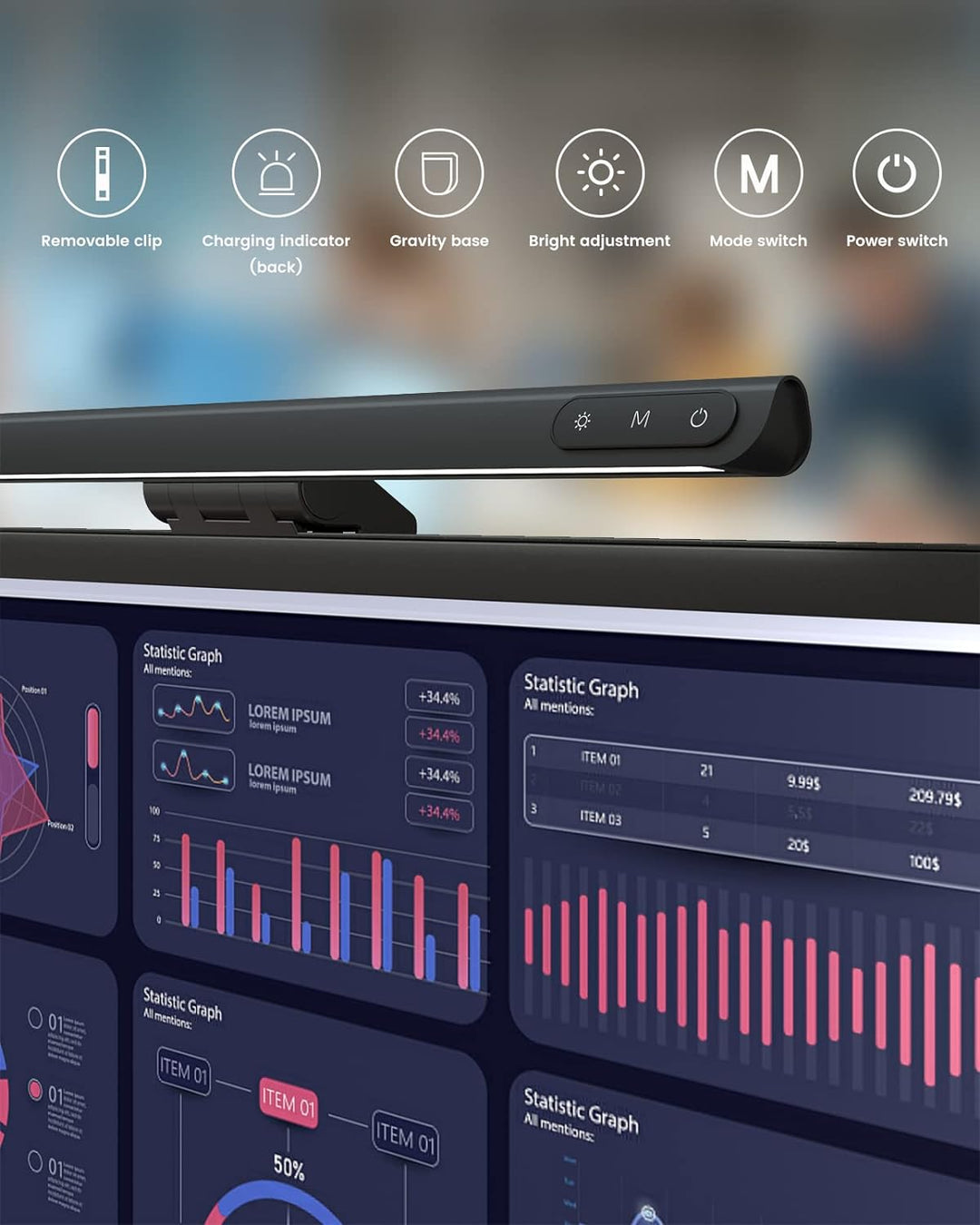 Yeelight Computer Monitor Light Bar, Computer Monitor Lampe, Laptop Monitor LED Lampe USB Bildschirm