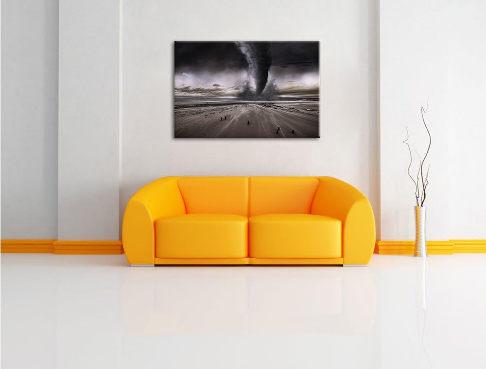 Dramatischer Tornado, Format: 100x70 auf Leinwand, XXL riesige Bilder fertig gerahmt mit Keilrahmen,