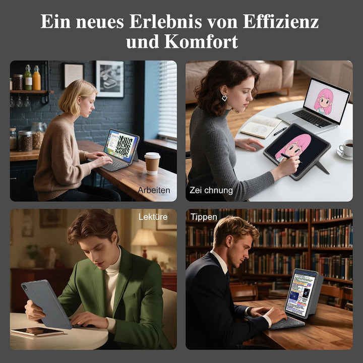WIWU iPad Hülle mit Tastatur für 11 Zoll A16/10 Gen 3 in 1 Magnetische Abnehmbare Tasche Tastatur St
