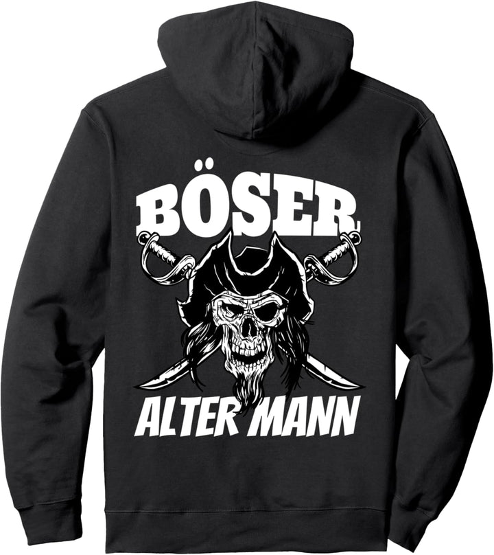 Retro Böser alter Mann Pirat aus Totenkopf Schädel Piraten Pullover Hoodie