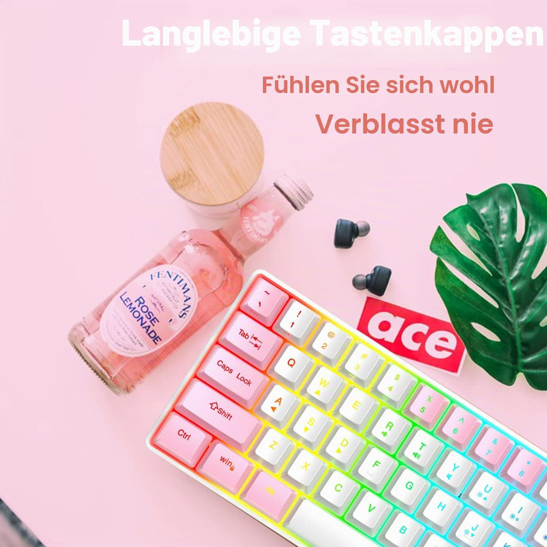 60 % kabelgebundene RGB-Gaming-Tastatur 61 Tasten tragbare Tastatur mit 11 RGB-Licht, schwimmende AB
