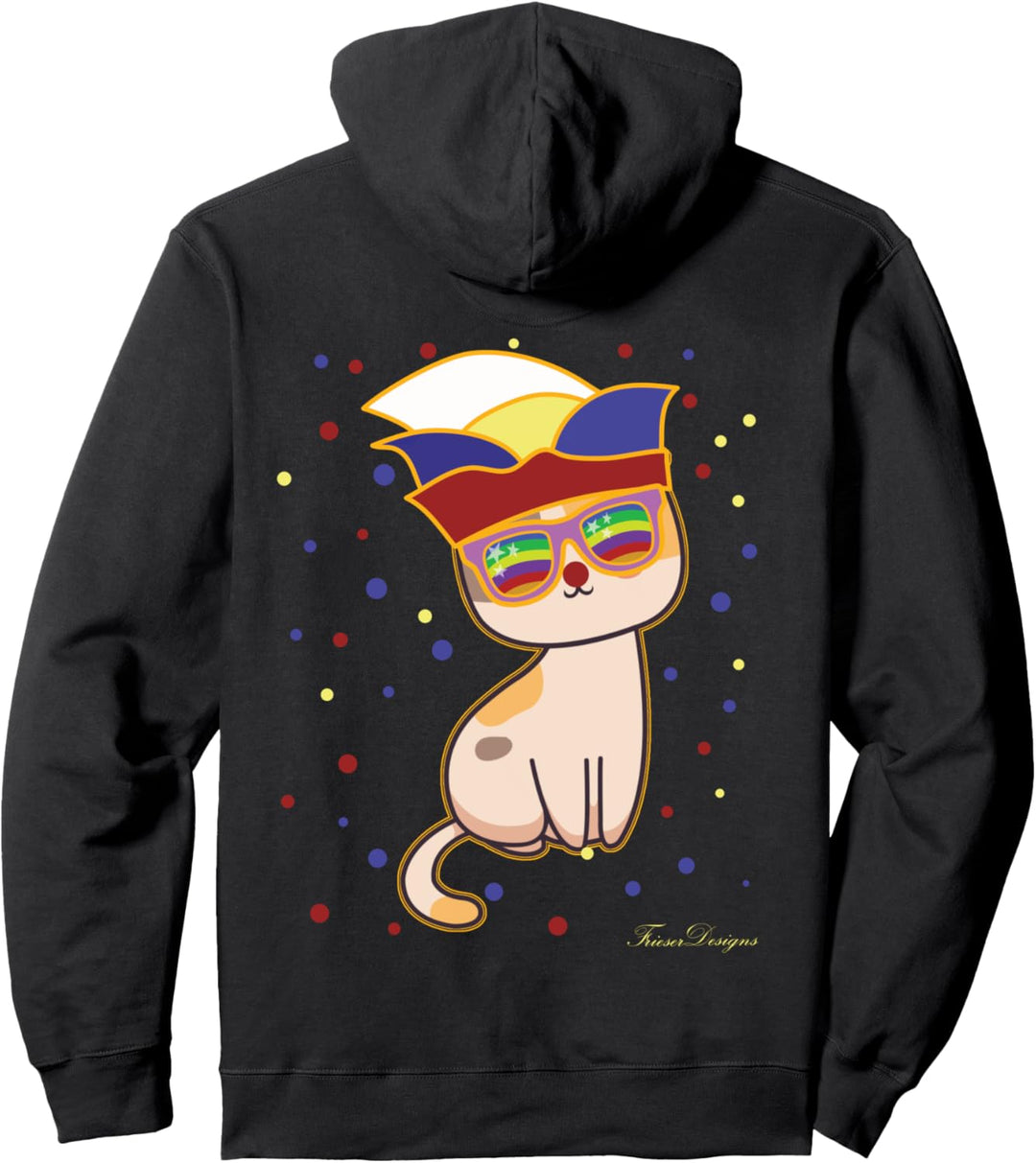 Süsse Karneval Katze zum Schunkeln ein Fasnacht und Fasching Pullover Hoodie