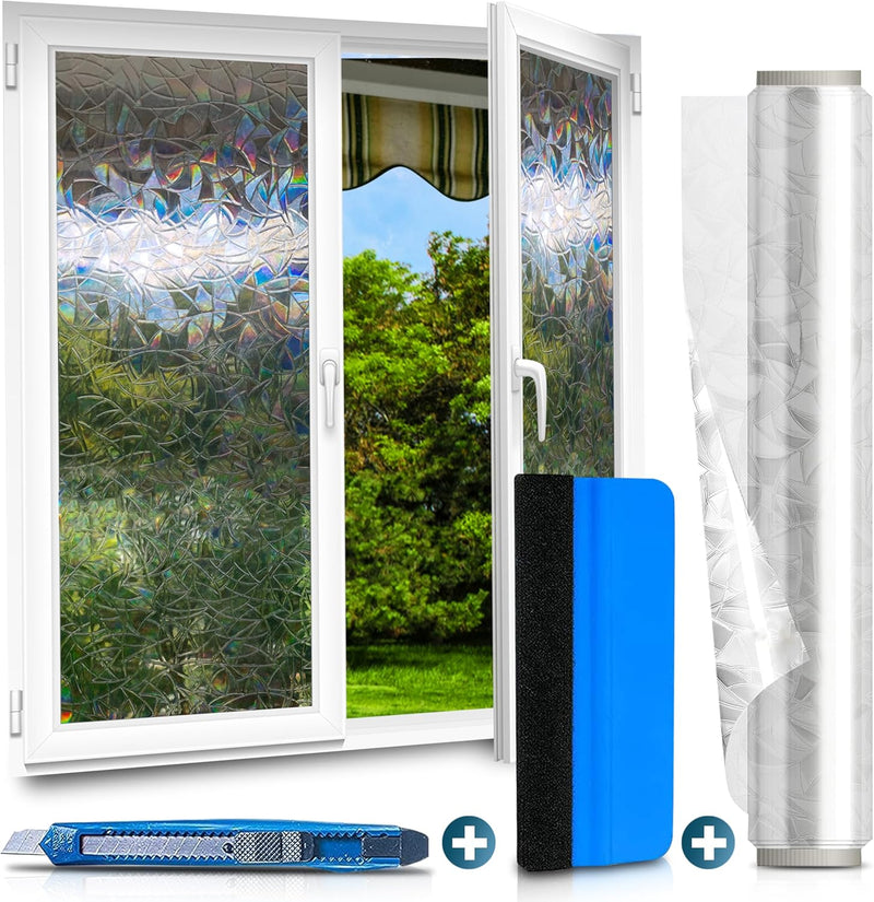 WindowShield® Fensterfolie Blickdicht mit Regenbogenmuster | Video-Anleitung | Sichtschutz Fenster |