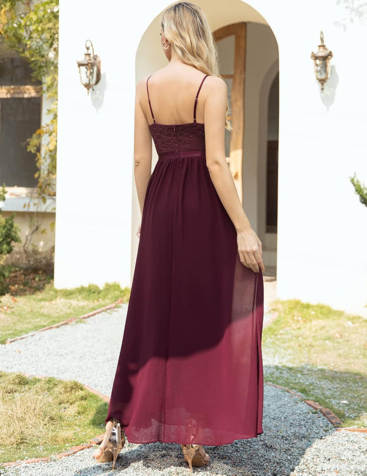 DRESSTELLS Damen Abendkleider Elegant für Hochzeit Brautjungfernkleider Lang Chiffon Brautjungfernkl