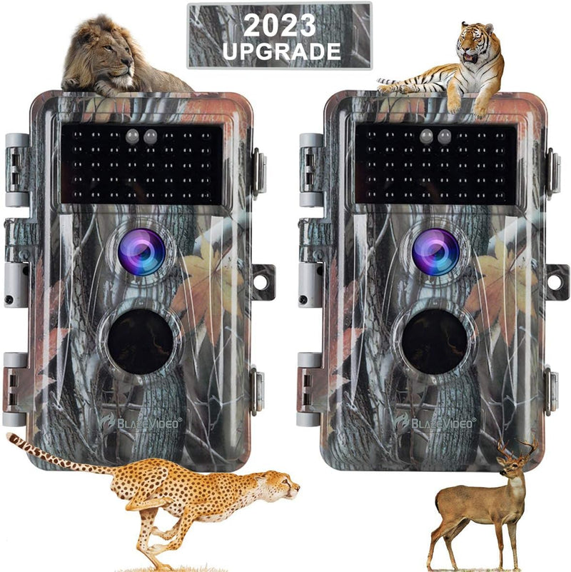 BlazeVideo 2er Wildkamera 24MP 1296P Wildtier Kamera Nachtsicht Kamera mit Bewegungsmelder Lila X 2,