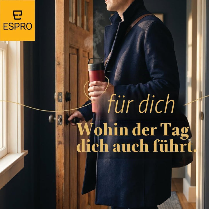 ESPRO – P0 Ultralight – Französische Kaffeepresse für Einzelportionen und leichte Trinkflasche für R
