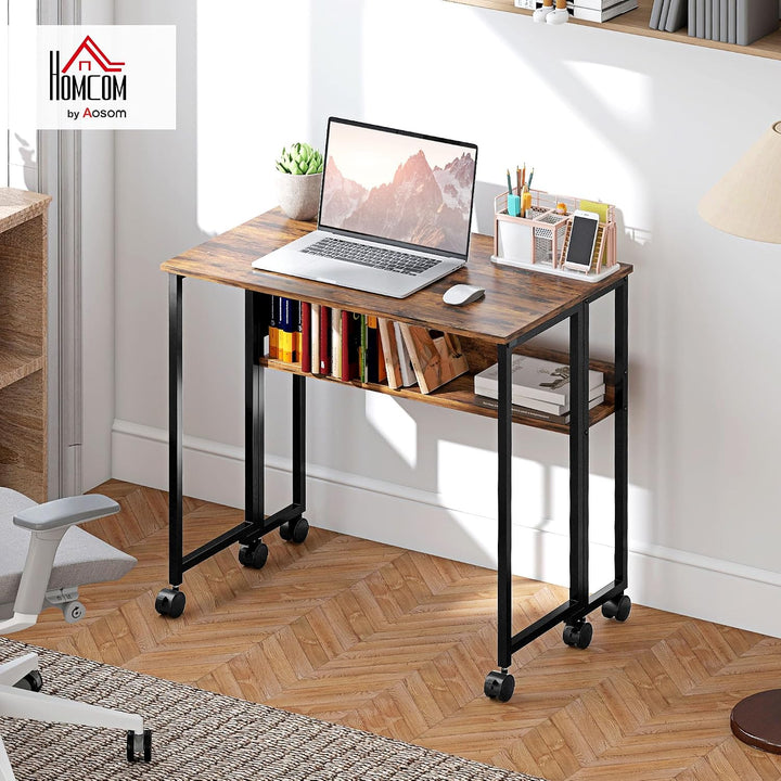 HOMCOM Klapptisch mit Ablagefach und Tasche, 80cm Faltbarer Computertisch für kleine Räume, platzspa