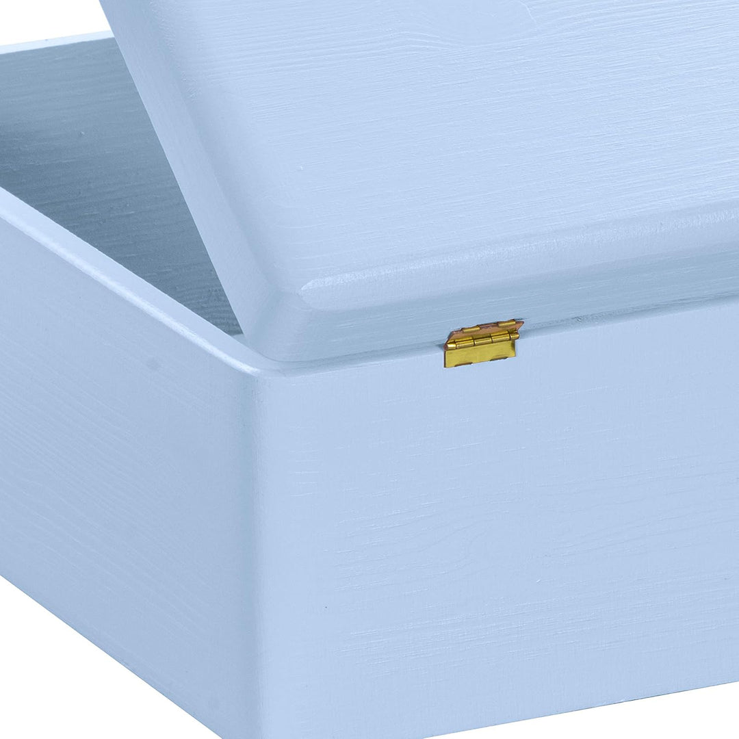 LAUBLUST Grosse Holzkiste mit Deckel - 40x30x14cm, Blau, FSC® | Allzweck-Kiste aus Holz - Aufbewahru