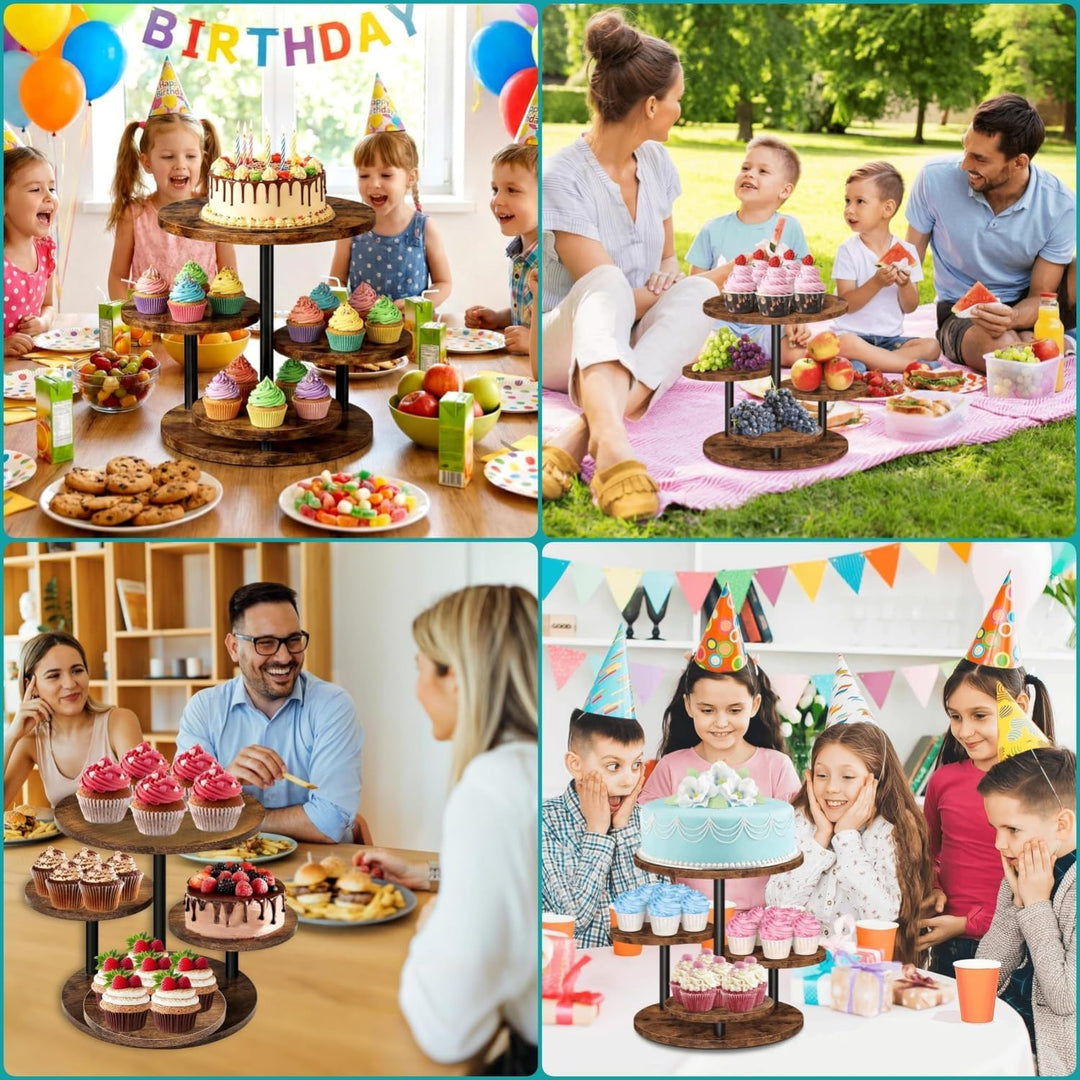 KAHEIGN Tortenständer 4 Etagen Tortenplatte 360° Drehbar Kuchen und Cupcake Ständer, Rund Cupcake-Ha
