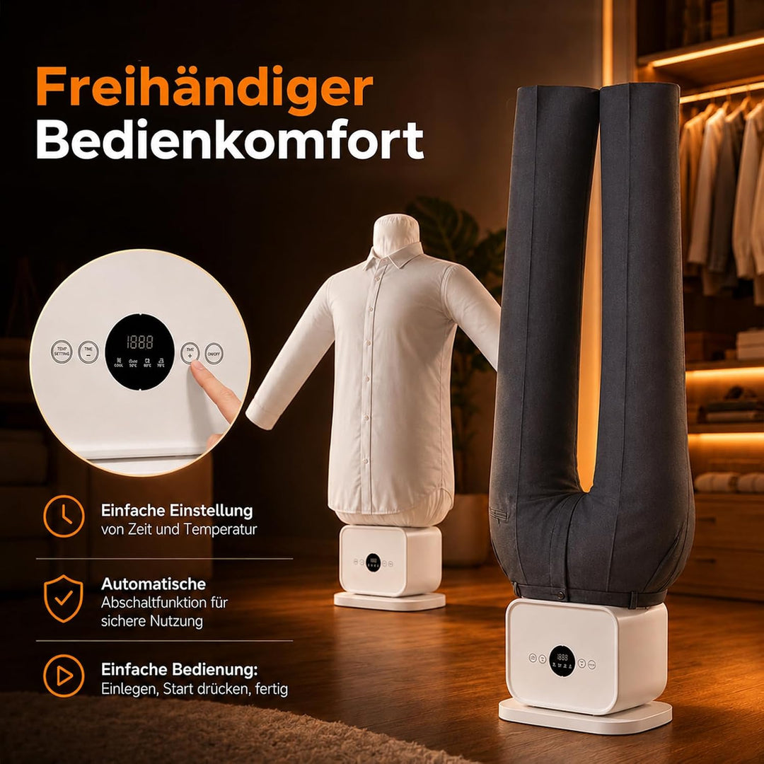 Automatischer Bügelautomat, Tragbar Hemd Bügelmaschine – ausgestattet mit Heisslufttechnik und Timer
