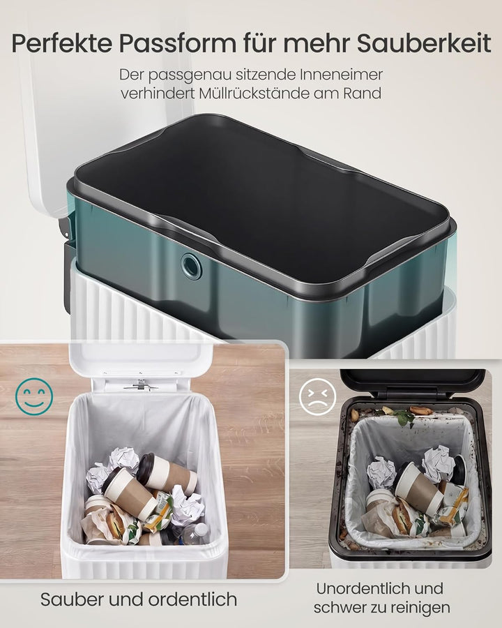 SONGMICS Mülleimer Küche, 50 L Abfalleimer mit Pedal, Tretmülleimer mit Deckel, Softclose, herausneh