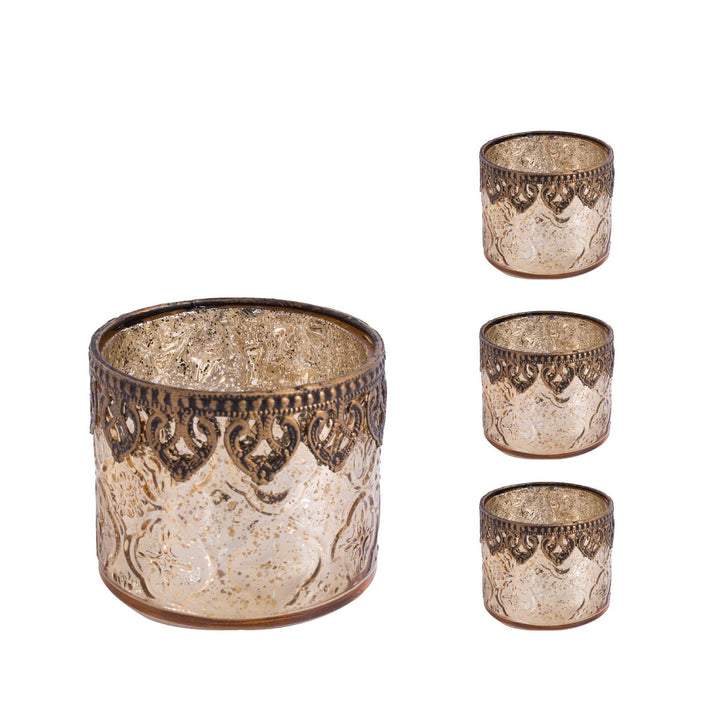 Jinfa 4er-Set orientalischer Teelichthalter aus Glas Windlichter Kerzengläser Teelichtgläser Geschen
