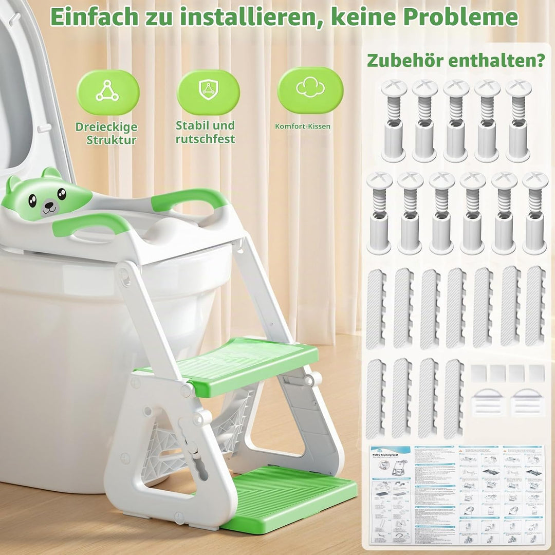 Toilettensitz Kinder mit Treppe,Kinder WC Sitz Toilette für Kinder mit Gepolstertem Sitz,Höhenverste
