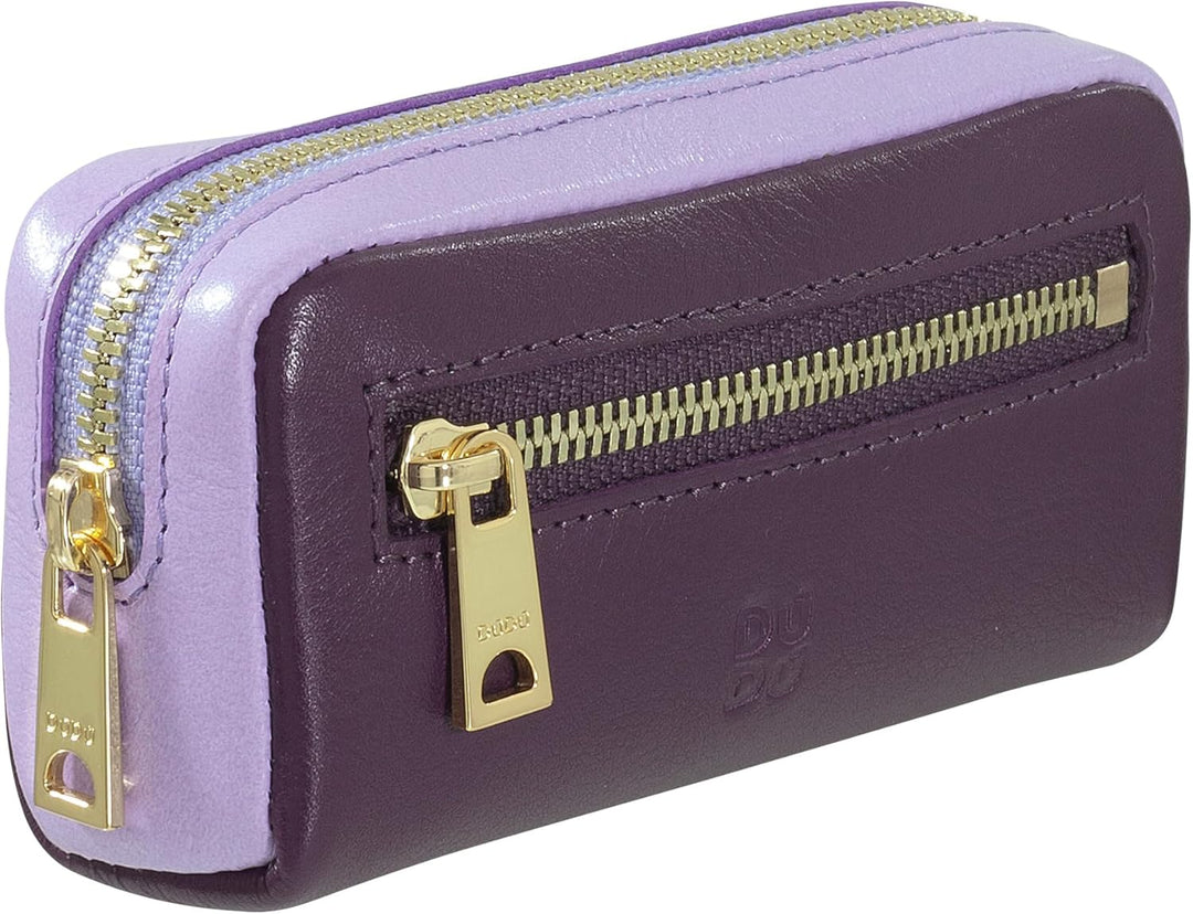 DUDU Bunte Unisex Schlüsseltasche in echtem Kalbsleder Deep Purple, Deep Purple