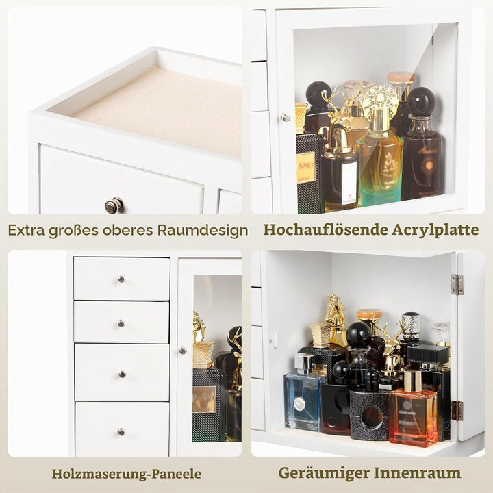 Parfüm Organizer, Holz Herren Parfüm Ständer mit Schublade, Parfüm Regal mit Transparent Sichtbarer
