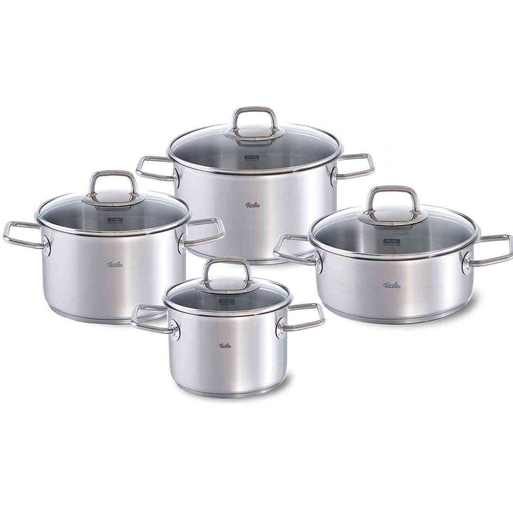Fissler Viseo / Edelstahl-Topfset, 4-teilig, Kochtopf-Set, Töpfe mit Glas-Deckel, Induktion, alle He