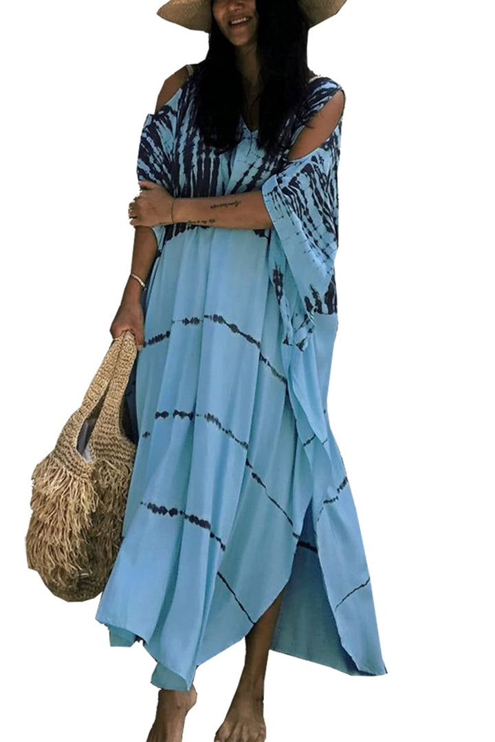YouKD Sommer Long Kaftan Bohemian Loungewear Strandbadeanzug Aufdecken Maxikleid für Damen Einheitsg