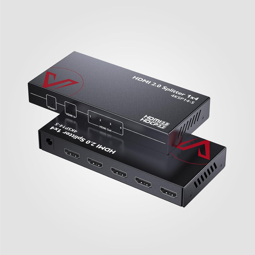 AV Access 1 in 4 Out UHD 4K@60Hz 1080p@120Hz HDMI 2.0 Splitter mit Auto Downscaling,18Gbps Zero Late