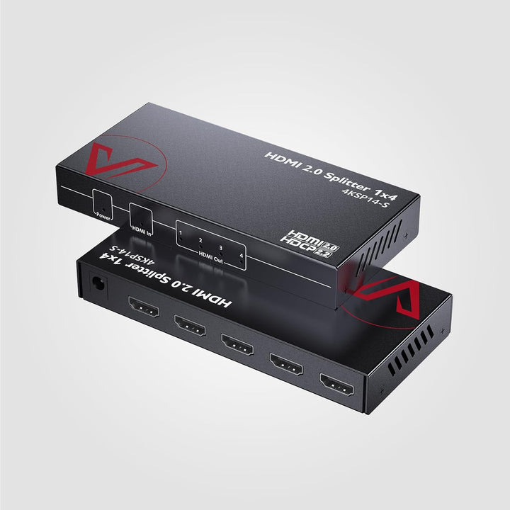 AV Access 1 in 4 Out UHD 4K@60Hz 1080p@120Hz HDMI 2.0 Splitter mit Auto Downscaling,18Gbps Zero Late