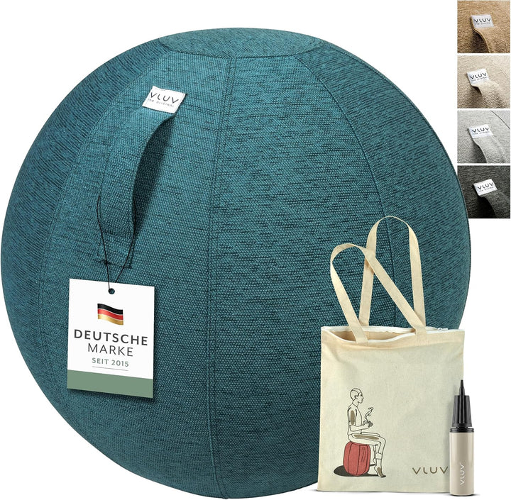 VLUV® BOL STOV Sitzball Büro Ergonomisch [Atmungsaktiv mit Tragegriff und Wegrollschutz] Waschbarer