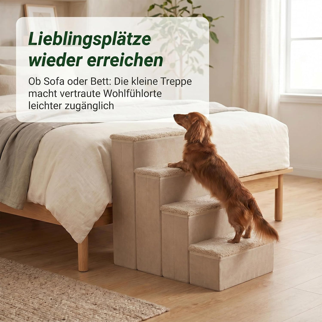Relaxdays Hundetreppe, 4 Stufen, Stauraum, HxBxT: 65 x 40 x 70 cm, faltbar, Stoffbezug, Hunderampe B